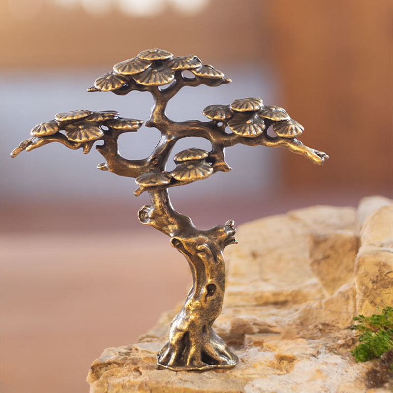 Bonsai Garden Ideas - Mini Karşılama Çam Minyatür Heykelcik Bakır