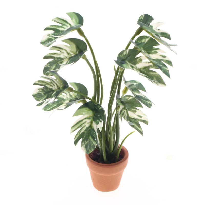 Bonsai Garden Decor - Yeni.1PC 1/12 Dollhouse Simülasyon Monstera Yeşil